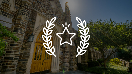Duke campus in summer with laurel leaves and star