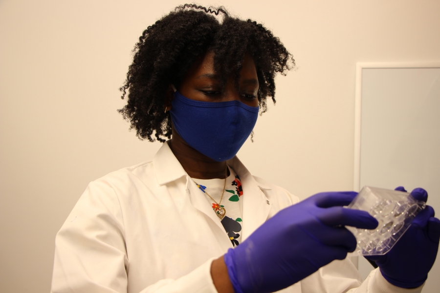 Yasmin Roye examines samples