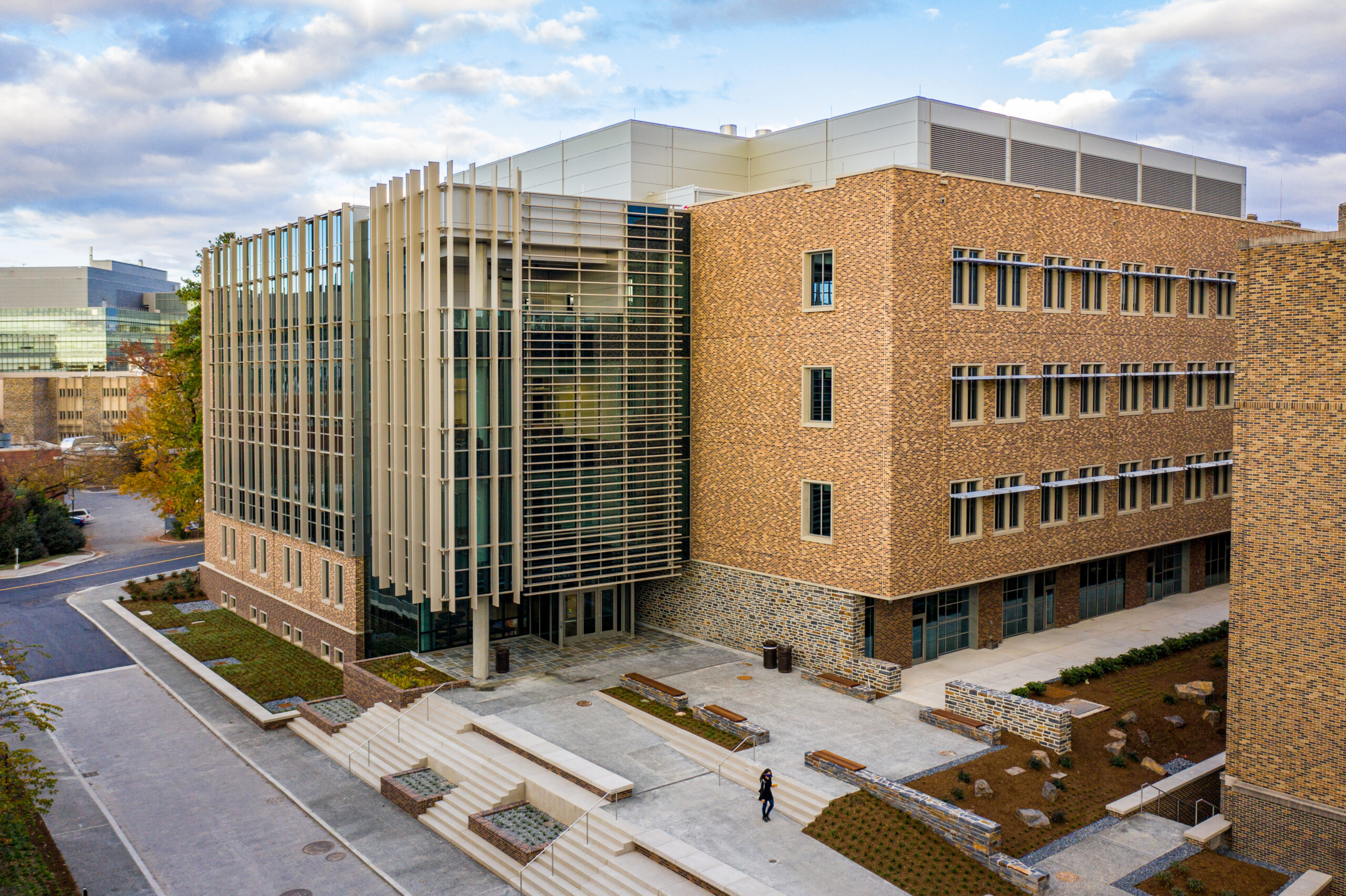 Wilkinson Building in fall with Medical Center in background