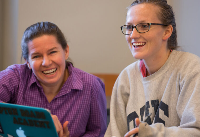 Duke Engineering professor Stacy Tantum and an engineering student