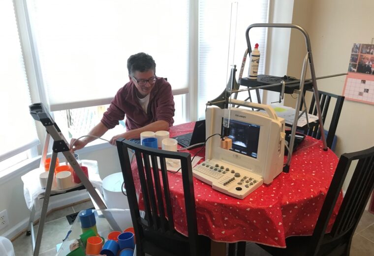 Matt Brown completes ultrasound experiments with student projects