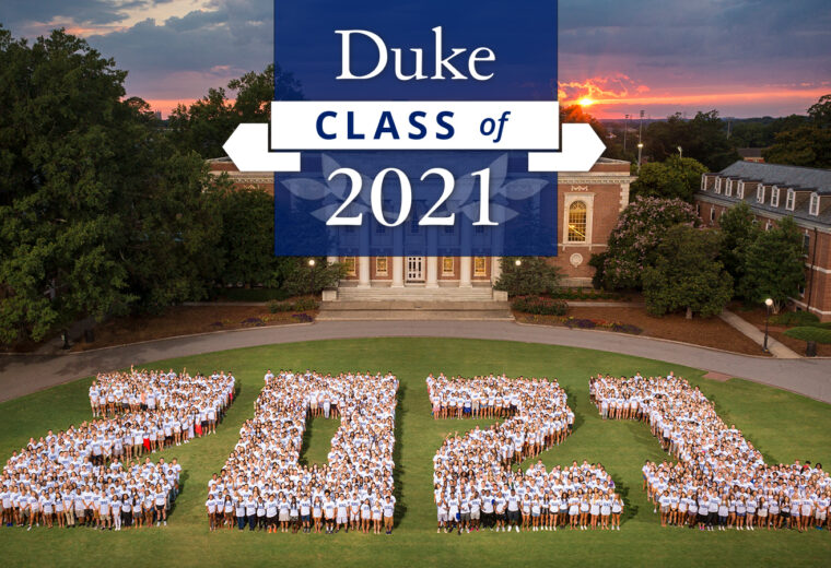 Duke's Class of 2021 gathers outdoors to spell 2-0-2-1