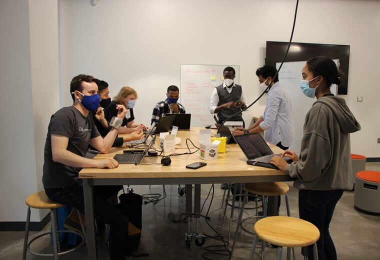 A Design Health team discusses their project