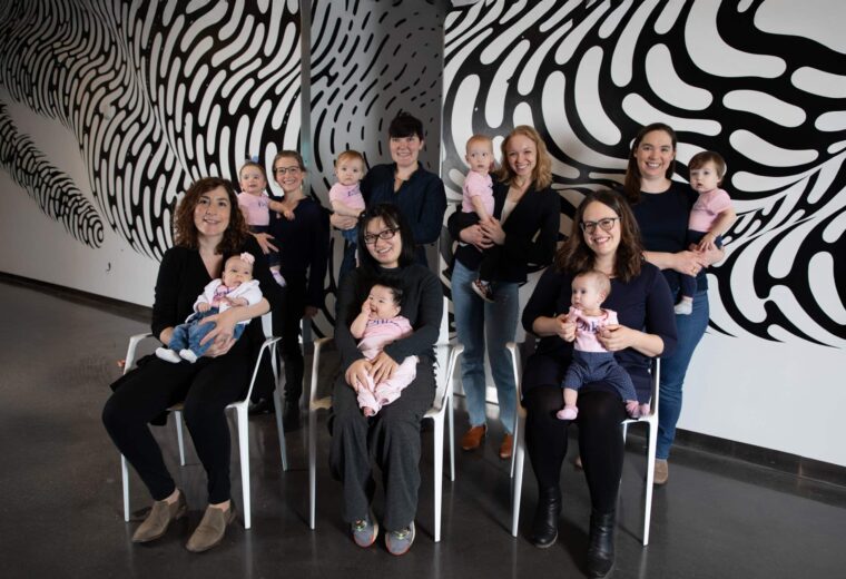 Different Engineering faculty and Staff at Pratt have had babies in the last 16months. Featured: Emily Wenger, Jessilyn Dunn, Michaela Geri, Crystal Noel, Leila Bridgeman, Xiaoyue Ni and their children respectively.